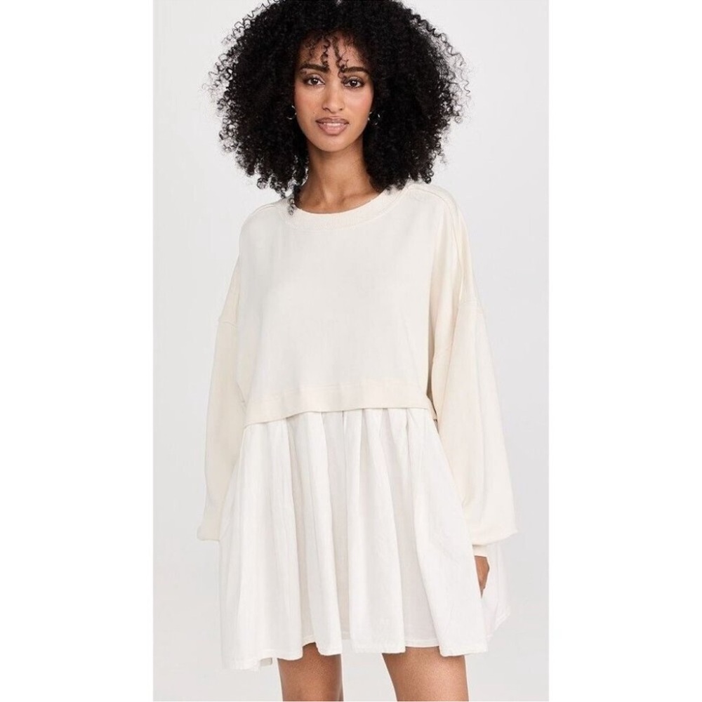 Free People Eleanor Sweatshirt Tunic Dress Oversized Cotton Solid XL New